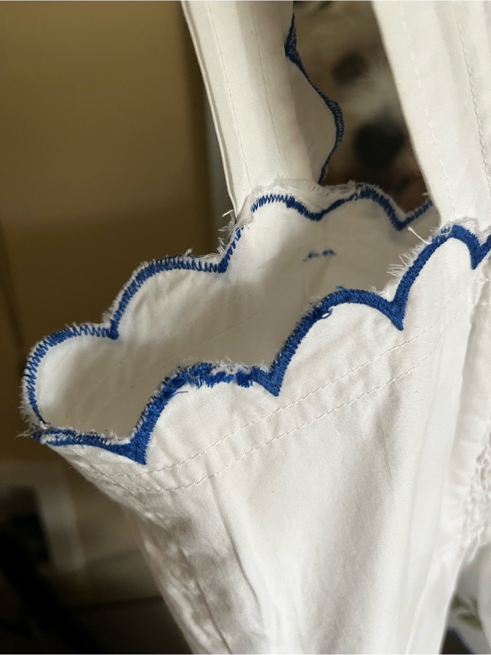 Anthropologie White with Blue Floral Embroidery - Picture 9 of 9